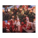 Clayre & Eef Toile de fond de Noël 180x210 cm Rouge Tissu Sapin de Noël