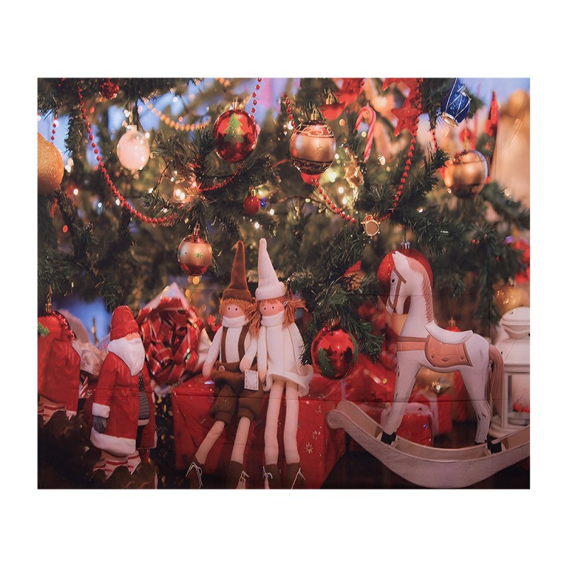 Clayre & Eef Toile de fond de Noël 180x210 cm Rouge Tissu Sapin de Noël