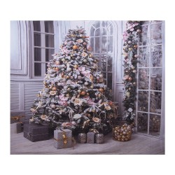Clayre & Eef Telo di sfondo natalizio 180x210 cm Grigio Tessuto Albero di Natale