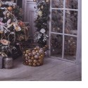 Clayre & Eef Toile de fond de Noël 180x210 cm Gris Tissu Sapin de Noël