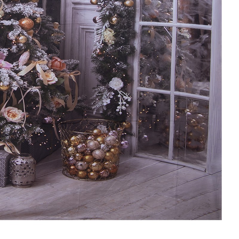 Clayre & Eef Toile de fond de Noël 180x210 cm Gris Tissu Sapin de Noël