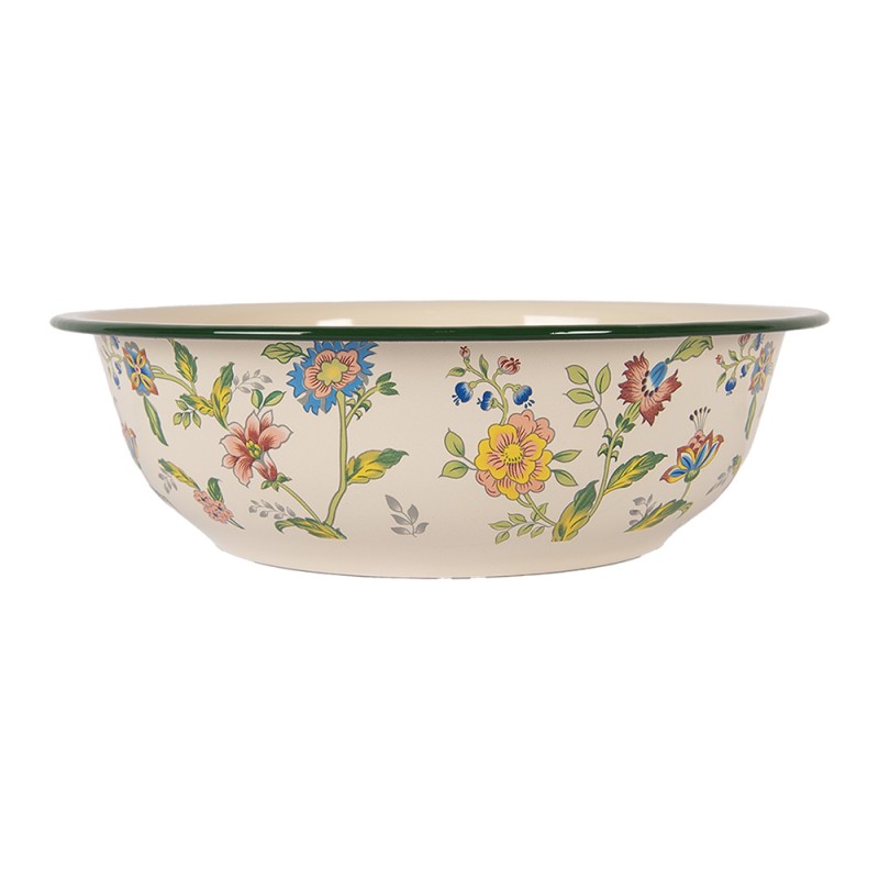 Clayre & Eef Decorative Bowl Ø 30x9 cm Beige Metal Flowers