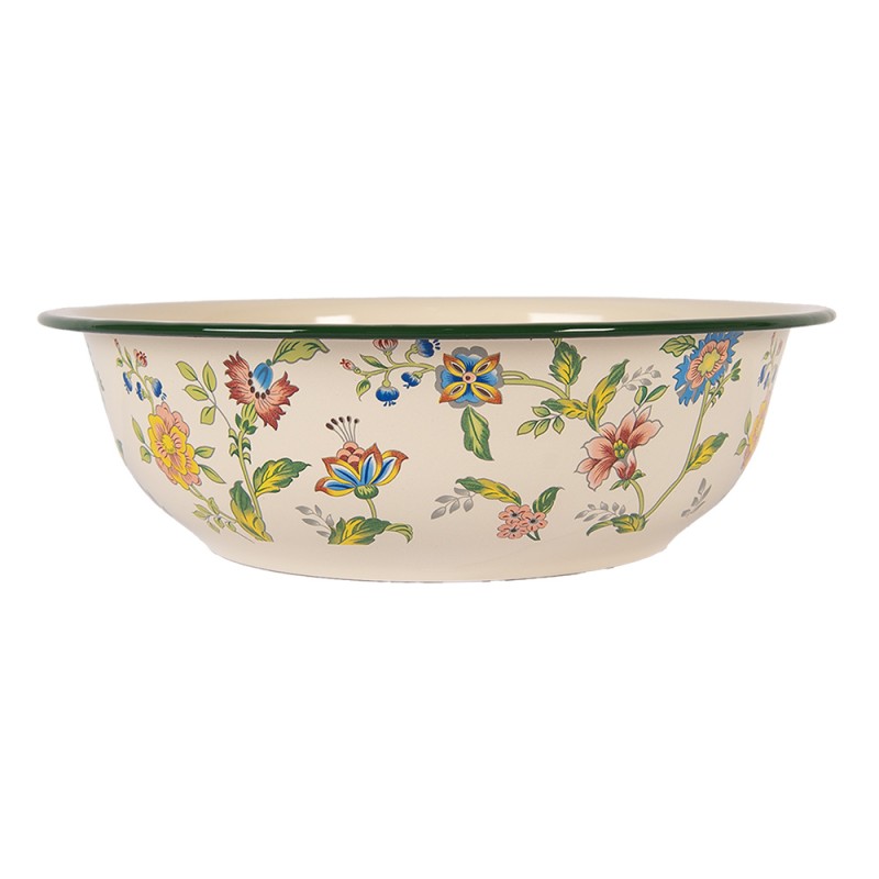 Clayre & Eef Decorative Bowl Ø 30x9 cm Beige Metal Flowers