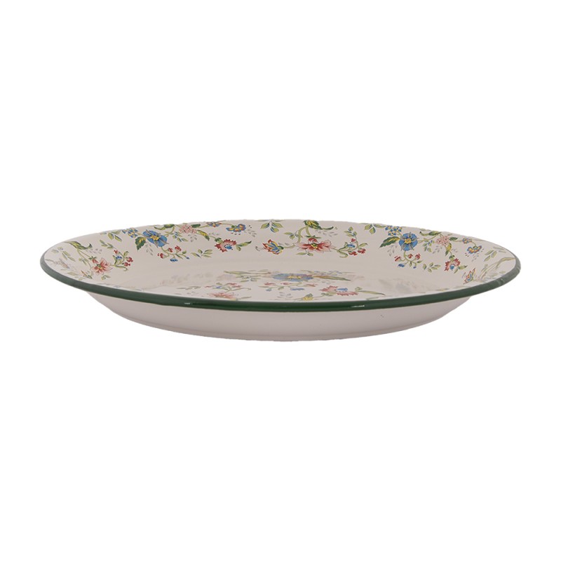 Clayre & Eef Charger Plate Ø 30x3 cm Beige Metal Flowers