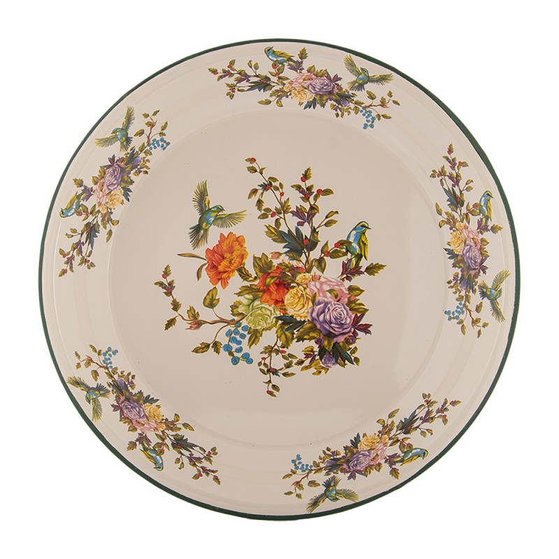 Clayre & Eef Sous-assiette Ø 30x3 cm Beige Métal Fleurs
