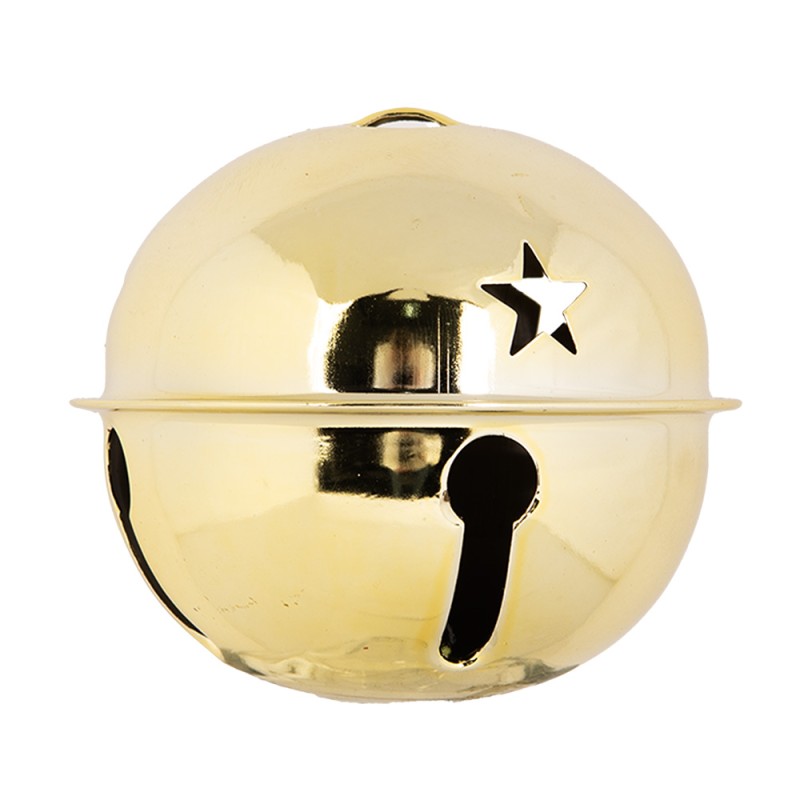 Clayre & Eef Weihnachtsanhänger Klingel Ø 9x9 cm Goldfarbig Metall