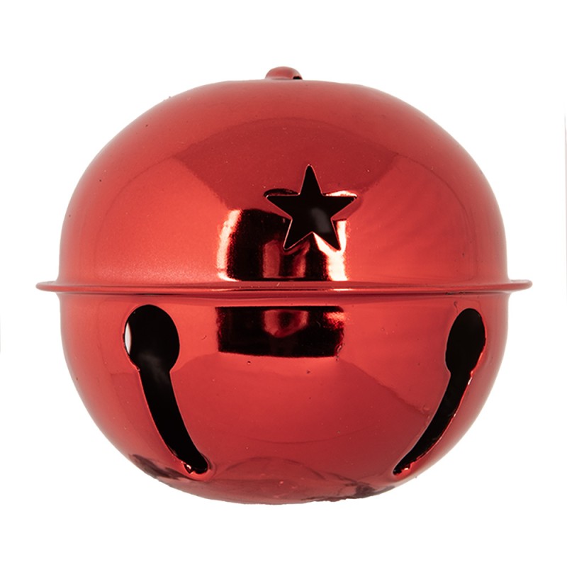 Clayre & Eef Christmas Ornament Bell Ø 9x9 cm Red Metal