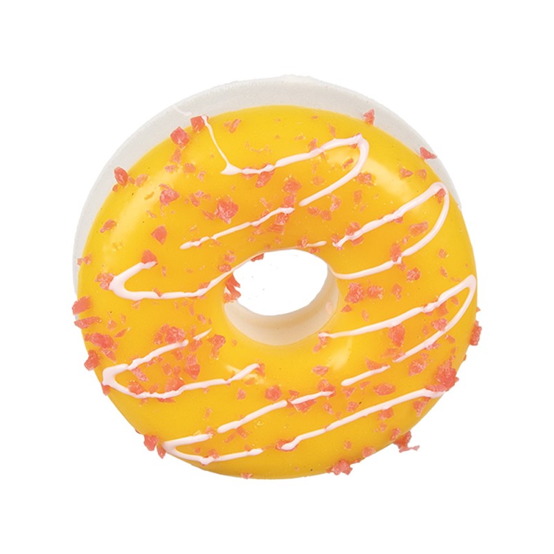 Clayre & Eef Decorazione Donut Ø 8x3 cm Giallo Plastica
