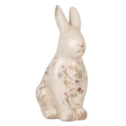 Clayre & Eef Dekorationsfigur Kaninchen 16x12x28 cm Beige Keramik Blumen