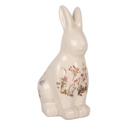 Clayre & Eef Decoratie Beeld Konijn 13x10x21 cm Beige Keramiek