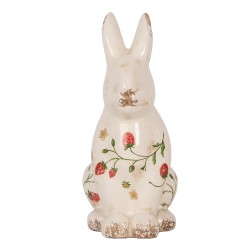 Clayre & Eef Decorative Figurine Rabbit 16x12x28 cm Beige Ceramic Strawberries