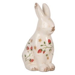 Clayre & Eef Decorative Figurine Rabbit 16x12x28 cm Beige Ceramic Strawberries