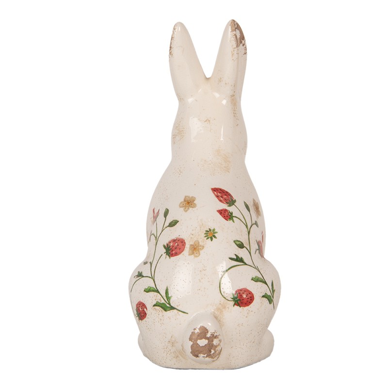 Clayre & Eef Decorative Figurine Rabbit 16x12x28 cm Beige Ceramic Strawberries