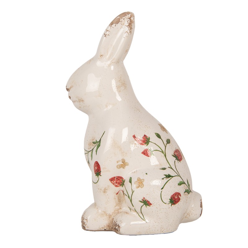 Clayre & Eef Decorative Figurine Rabbit 16x12x28 cm Beige Ceramic Strawberries