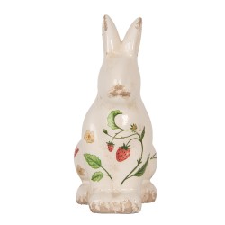 Clayre & Eef Decorative Figurine Rabbit 13x10x21 cm Beige Ceramic Strawberries