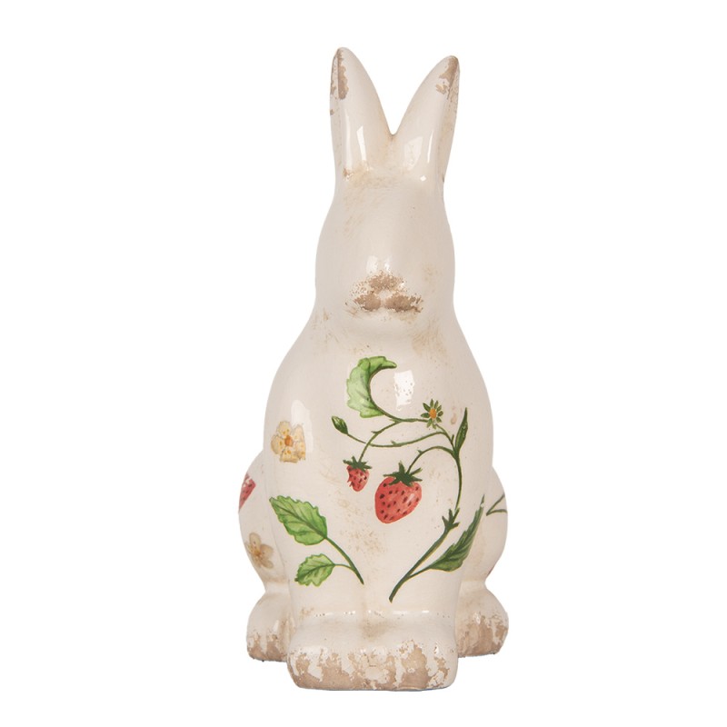 Clayre & Eef Decorative Figurine Rabbit 13x10x21 cm Beige Ceramic Strawberries