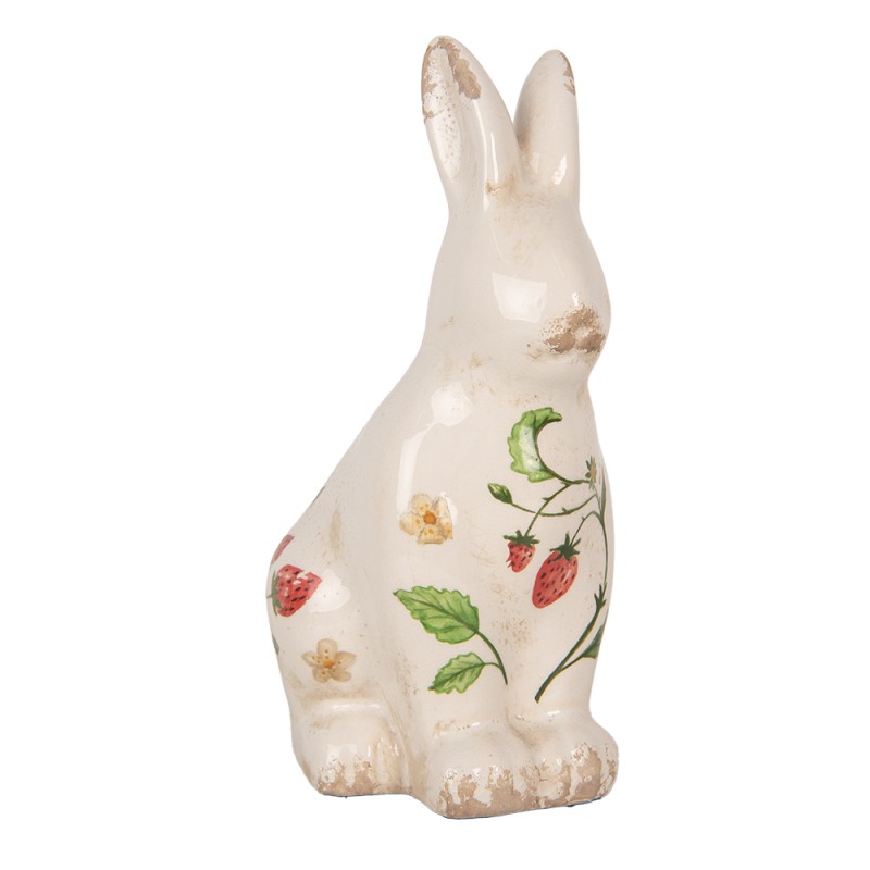 Clayre & Eef Decorative Figurine Rabbit 13x10x21 cm Beige Ceramic Strawberries
