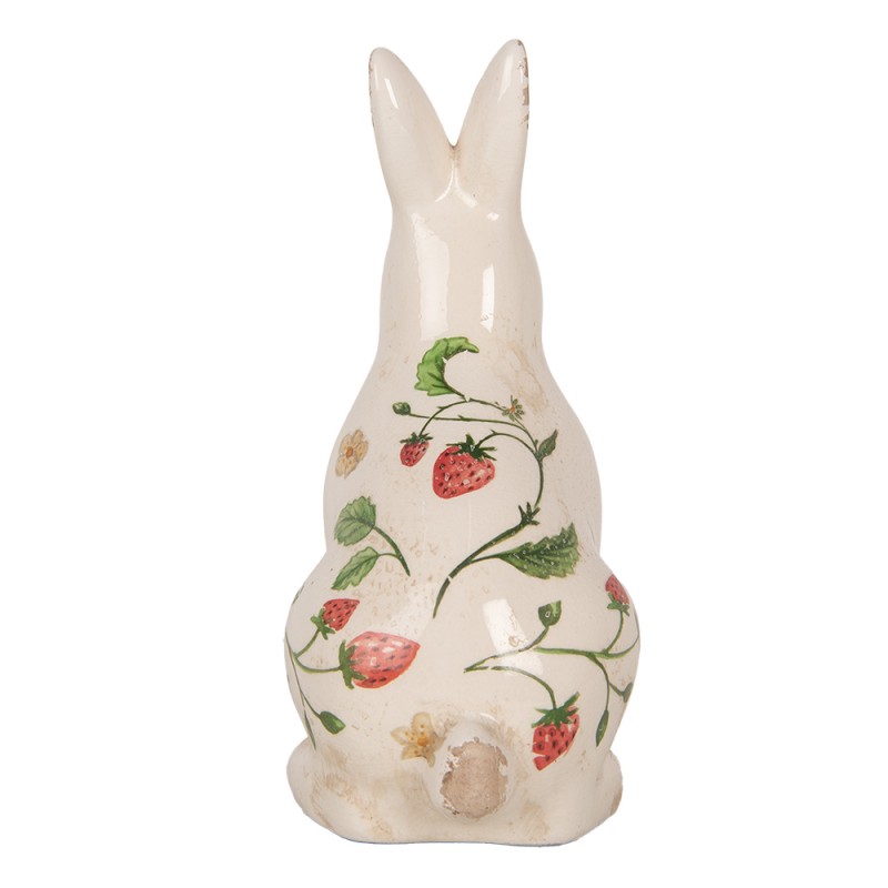 Clayre & Eef Decorative Figurine Rabbit 13x10x21 cm Beige Ceramic Strawberries