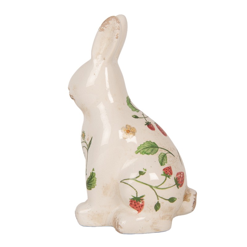 Clayre & Eef Decorative Figurine Rabbit 13x10x21 cm Beige Ceramic Strawberries