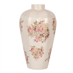 Clayre & Eef Vase Ø 24x40 cm Beige Ceramic Flowers