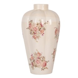 Clayre & Eef Vase Ø 24x40 cm Beige Ceramic Flowers