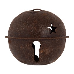 Clayre & Eef Christmas Ornament Bell Ø 5x4 cm Brown Metal