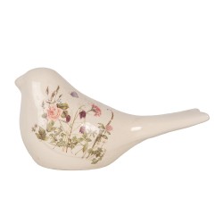 Clayre & Eef Decoratie Beeld Vogel 25x10x13 cm Beige Keramiek