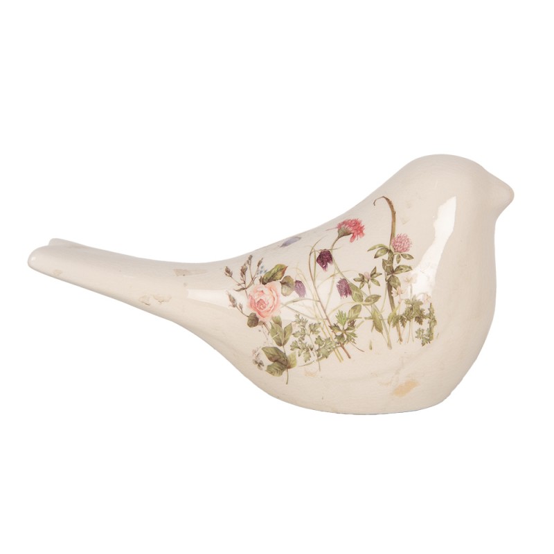 Clayre & Eef Figurine décorative Oiseau 25x10x13 cm Beige Céramique