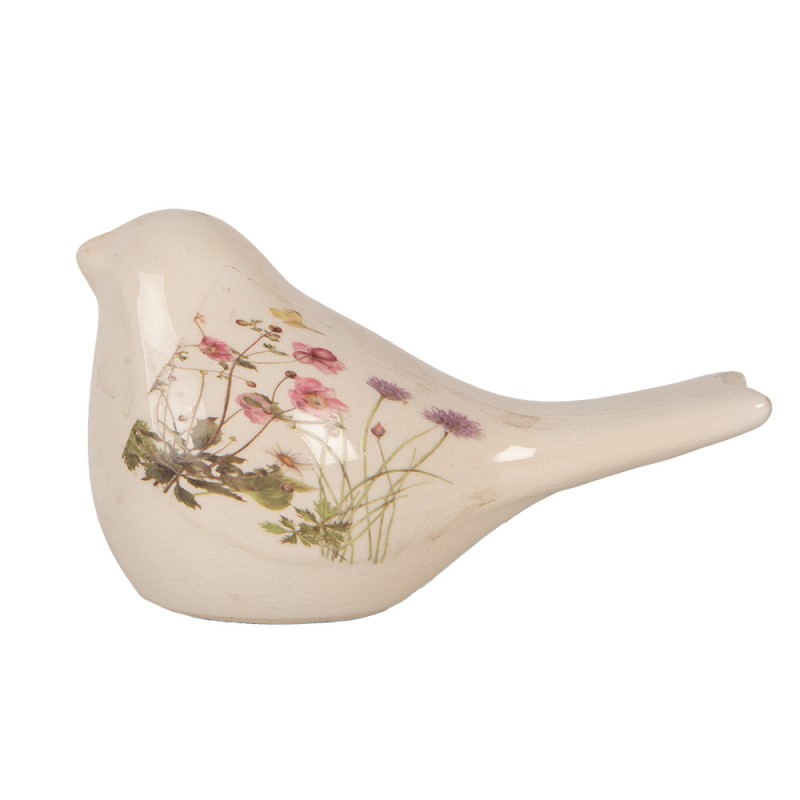 Clayre & Eef Statuetta decorativa Uccello 16x7x9 cm Beige Ceramica