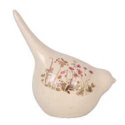 Clayre & Eef Decoratie Beeld Vogel 17x11x18 cm Beige Keramiek