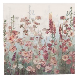 Clayre & Eef Napkins Paper Set of 20 33x33 cm White Pink Flowers