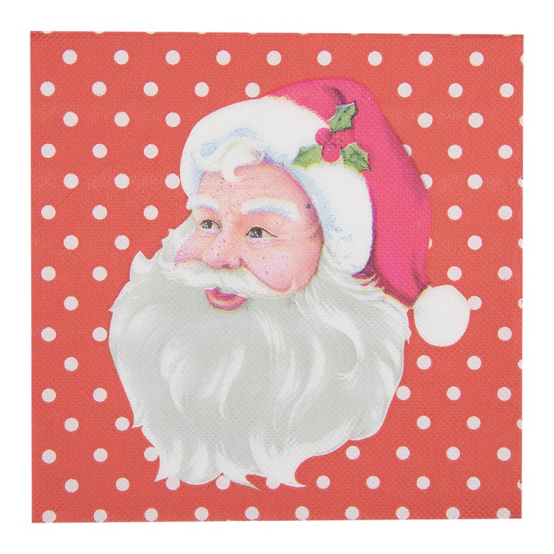Clayre & Eef Tovaglioli Carta set di 20 33x33 cm Rosso Babbo Natale
