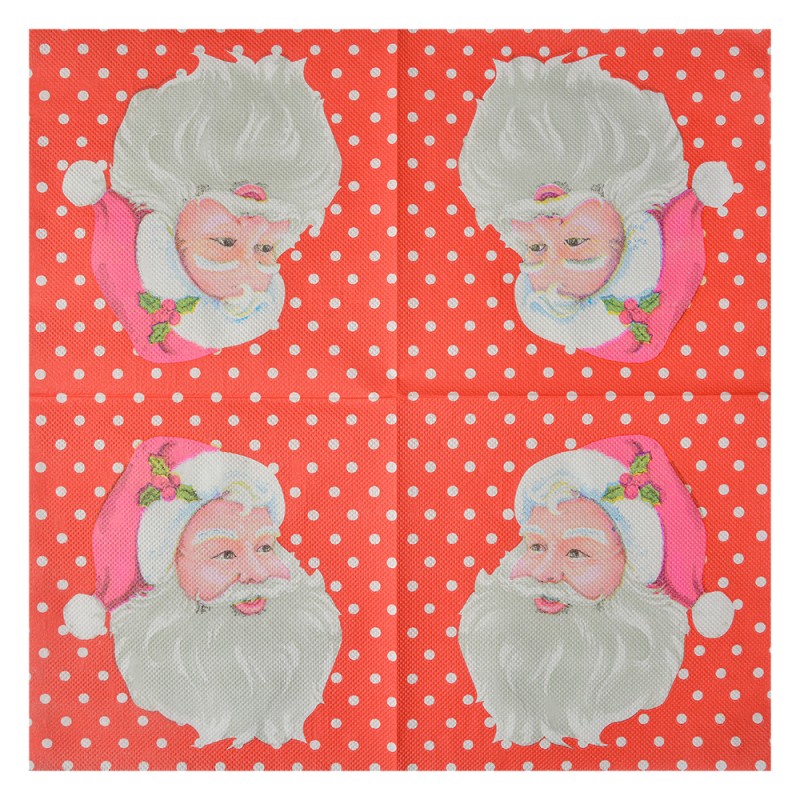Clayre & Eef Tovaglioli Carta set di 20 33x33 cm Rosso Babbo Natale