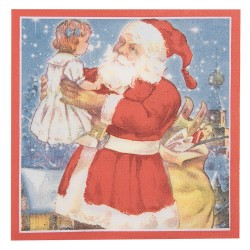 Clayre & Eef Serviettes Papier set de 20 33x33 cm Bleu Rouge Père Noël