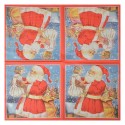 Clayre & Eef Servetten Papier Set van 20 33x33 cm Blauw Rood Kerstman