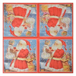 Clayre & Eef Serviettes Papier set de 20 33x33 cm Bleu Rouge Père Noël