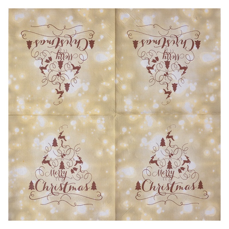 Clayre & Eef Napkins Paper Set of 20 33x33 cm Beige Christmas