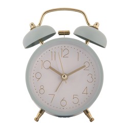 Clayre & Eef Analog Alarm Clock Ø 10x6x12 cm Blue Metal Glass