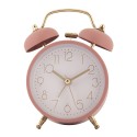 Clayre & Eef Réveil Analogique Ø 10x6x12 cm Rose Métal Verre
