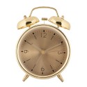 Clayre & Eef Analog Alarm Clock Ø 10x6x14 cm Gold colored Metal Glass