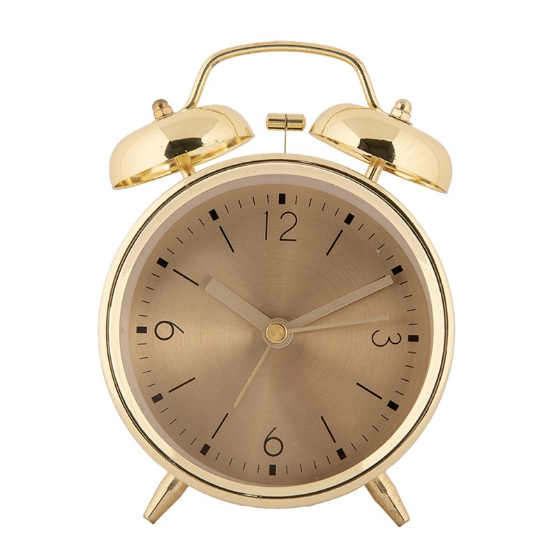 Clayre & Eef Analog Alarm Clock Ø 10x6x14 cm Gold colored Metal Glass