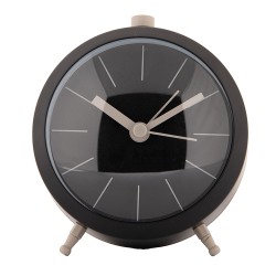 Gabriël Analog Alarm Clock Ø 10x6x11 Black Metal Glass