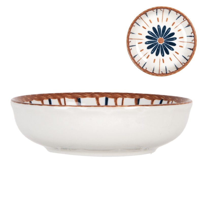 Clayre & Eef Bowl 50 ml Beige Blue Ceramic