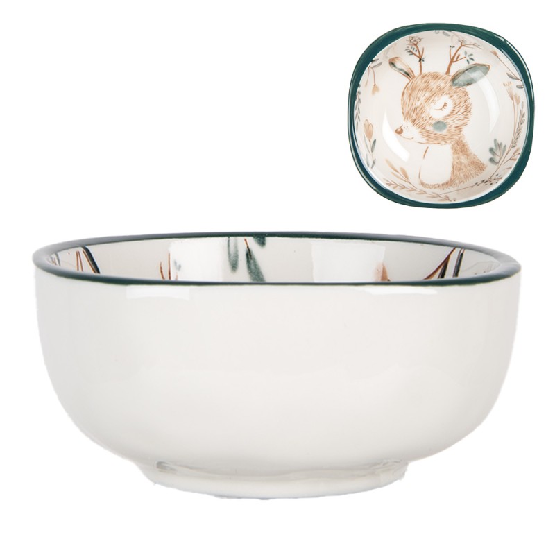 Clayre & Eef Bowl 125 ml Beige Brown Ceramic Deer