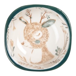 Clayre & Eef Bowl 125 ml Beige Brown Ceramic Deer