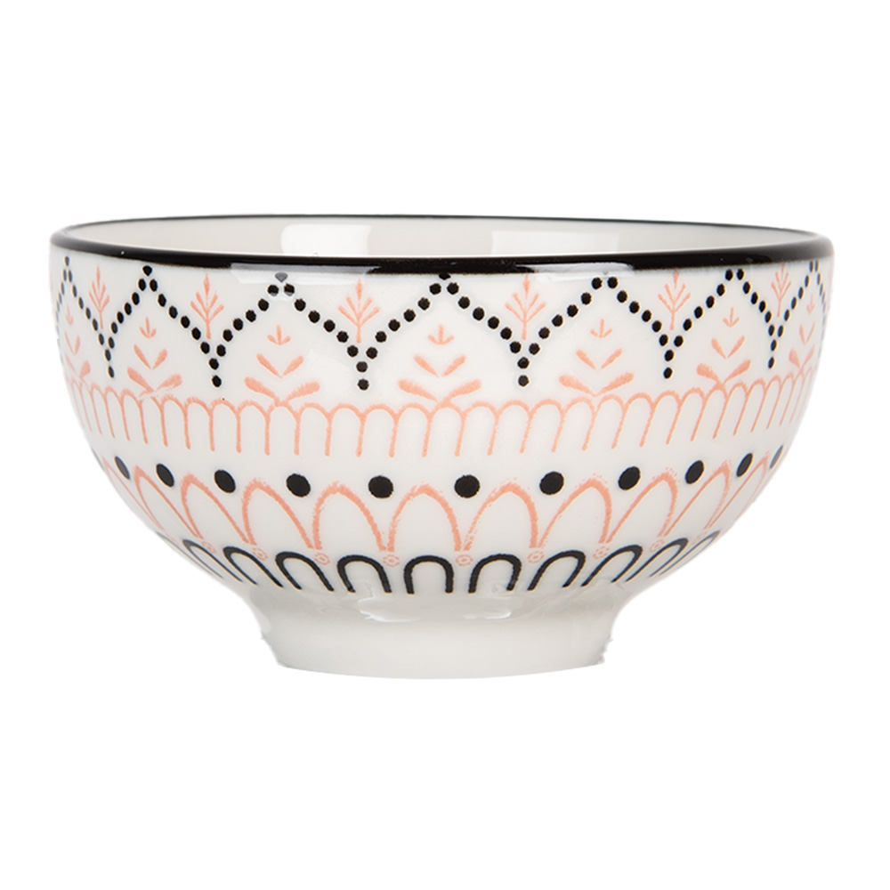 Clayre&Eef Kom 125 ml Wit Zwart Keramiek afbeelding