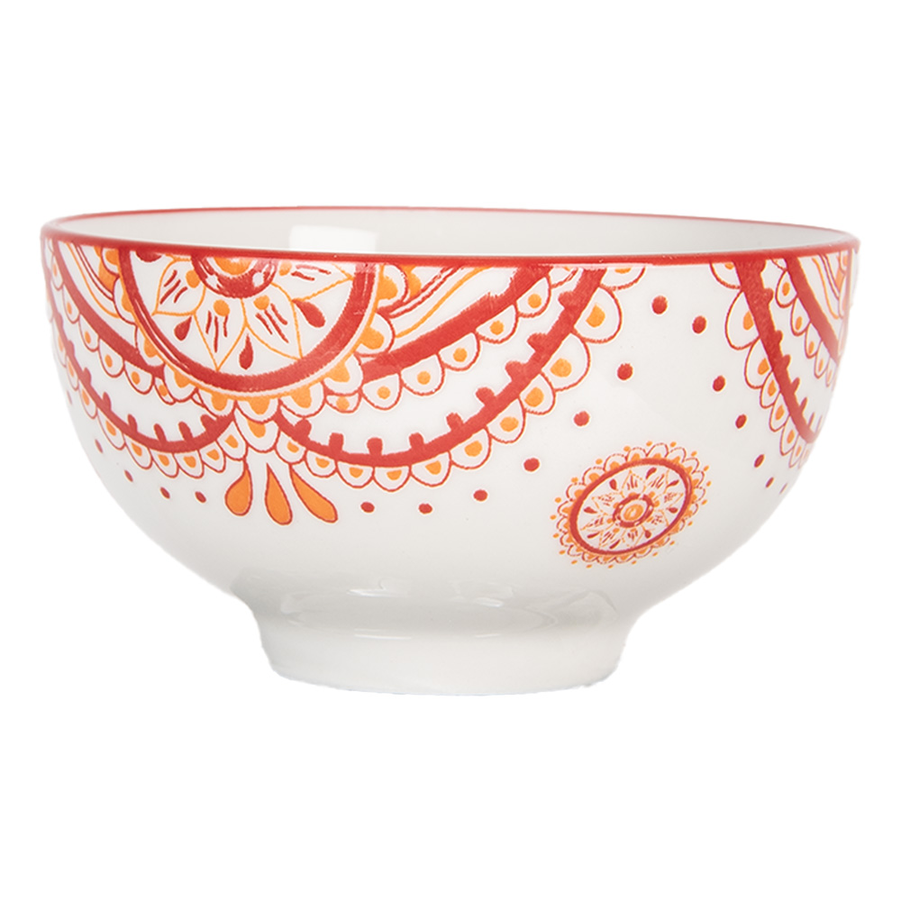 Clayre & Eef Kom 125 ml Wit Rood Keramiek afbeelding