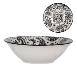 Clayre & Eef Bowl 350 ml White Black Ceramic