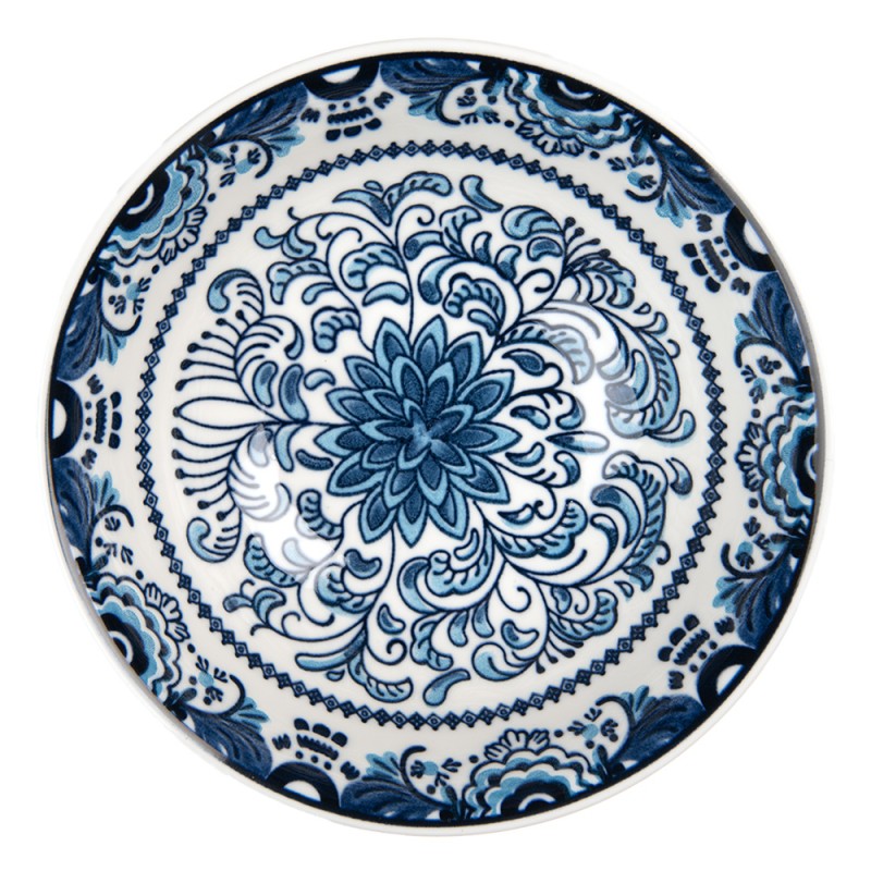Clayre & Eef Kom 350 ml Wit Blauw Keramiek