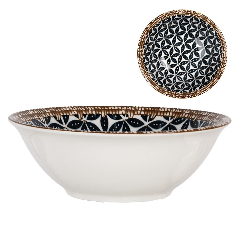 Clayre&Eef Kom 350 ml Wit Zwart Keramiek afbeelding